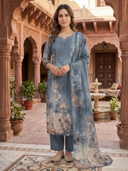 Women Floral Printed Regular Sequinned Kurta with Trousers & With Dupatta