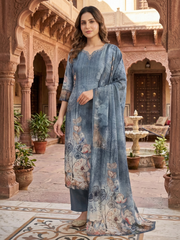 Women Floral Printed Regular Sequinned Kurta with Trousers & With Dupatta