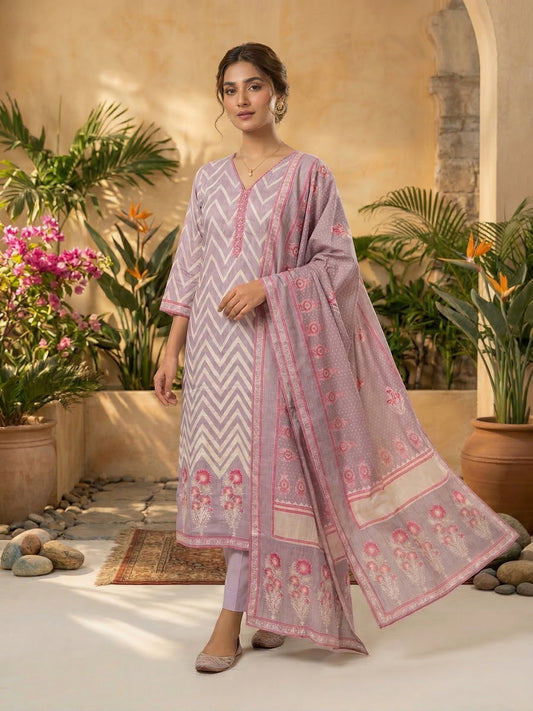 Women Floral Printed and Hand Embroider Kurta & Trouser with Dupatta