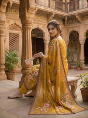 Women Floral Printed and Sequinned Embroidered Kurta & Trouser with Dupatta