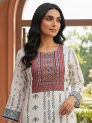 Women Ethnic Motifs Printed Regular Thread Work Pure Silk Kurta with Palazzos & With Dupatta