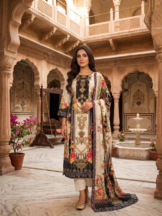 Women Ethnic Motifs Printed Regular Sequinned Pure Silk Kurta with Trousers & With Dupatta