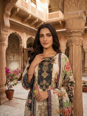 Women Ethnic Motifs Printed Regular Sequinned Pure Silk Kurta with Trousers & With Dupatta