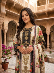 Women Ethnic Motifs Printed Regular Sequinned Pure Silk Kurta with Trousers & With Dupatta