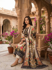 Women Ethnic Motifs Printed Regular Sequinned Pure Silk Kurta with Trousers & With Dupatta