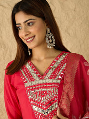 Women Ethnic Motifs Embroidered Regular Mirror Work Kurta with Trousers & With Dupatta