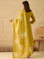 Women Floral Regular Mirror Work Kurta with Trousers & With Dupatta