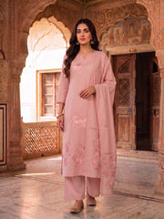 Women Floral Embroidered Regular Thread Work Chanderi Cotton Kurta with Palazzos & With Dupatta