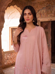 Women Floral Embroidered Regular Thread Work Chanderi Cotton Kurta with Palazzos & With Dupatta