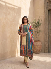 Women Ethnic Motifs Printed Regular Kurta with Trousers & With Dupatta