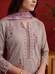 Women Ethnic Printed Regular Chanderi Cotton Kurta with Trousers With Dupatta