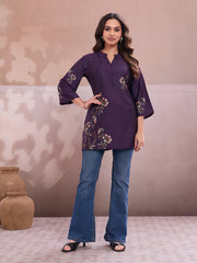 Floral Printed Mandarin Collar Kurta