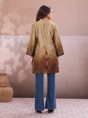 Floral Printed Shirt Collar Kurti