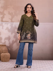 Floral Printed V-Neck Flared Sleeves Kurti