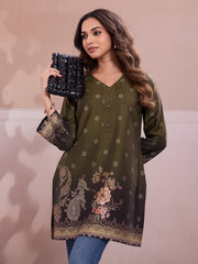 Floral Printed V-Neck Flared Sleeves Kurti