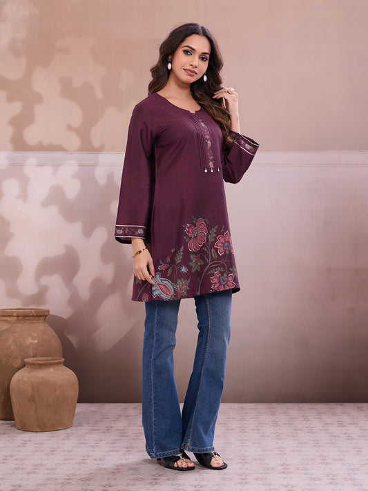Women Floral Printed Thread Work Floral Kurta