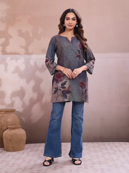 Floral Printed V-Neck Kurti