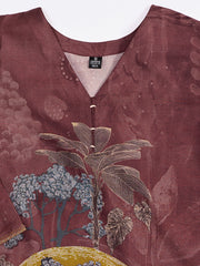 Botanical Printed V-Neck Kurti