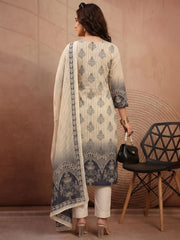 Women Ethnic Motifs Printed Regular Pure Cotton Kurta with Trousers & With Dupatta