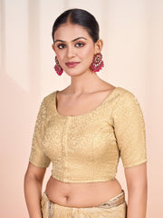 Woven Design Round Neck Saree Blouse