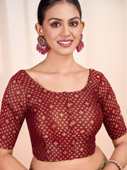 Woven Design Short Sleeve Saree Blouse