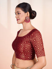 Woven Design Short Sleeve Saree Blouse