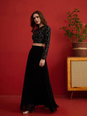 Grandeur & Majestic Artwork Embroidered Top with Skirt