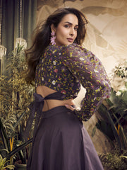 Embroidered Tie -Up Top with Flared Skirt Co-Ord Set