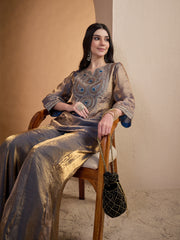 Women Embroidered Yoke Design Top With Palazzos Co-Ords