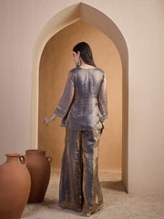 Women Embroidered Yoke Design Top With Palazzos Co-Ords