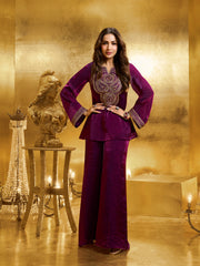Women Floral Zari Embroidered Yoke Design Crushed Organza Co-Ords Set