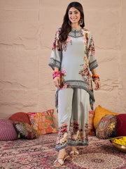 Printed Keyhole Neck Tunic With Palazzo
