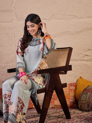 Printed Keyhole Neck Tunic With Palazzo