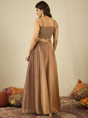 Floral Thread Work Top With Skirt Co-Ords