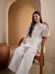 Embroidered Round Neck Top & Palazzos Co-Ords