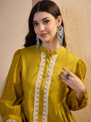 Embroidered Mandarin Collar Top & Palazzos Co-Ords