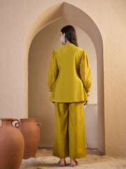 Embroidered Mandarin Collar Top & Palazzos Co-Ords