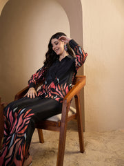 Printed Shirt Collar Neck Shirt With Trousers Co-Ords