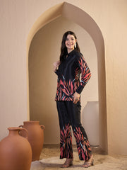 Printed Shirt Collar Neck Shirt With Trousers Co-Ords