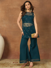 Floral Embroidered Top with Palazzos