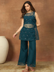 Floral Embroidered Top with Palazzos