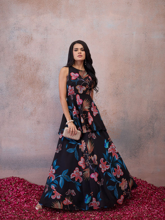 Floral Printed Top with Skirt