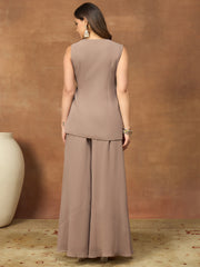 Grandeur & Majestic Artwork Embellished Top with Palazzos