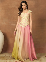 Romantic Florals Organza Top with Skirt