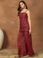 Women Floral Thread and Sequinned Embroidered Co-Ords Set