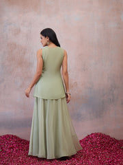 Organza Embroidered Top with Palazzos