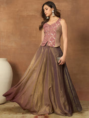 Silk Woven Design Top with Skirt