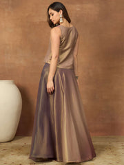 Silk Woven Design Top with Skirt