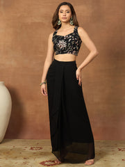 Romantic Florals Embroidered Top with Palazzos & Jacket