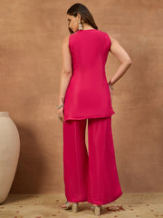 Floral Embroidered Top with Palazzos